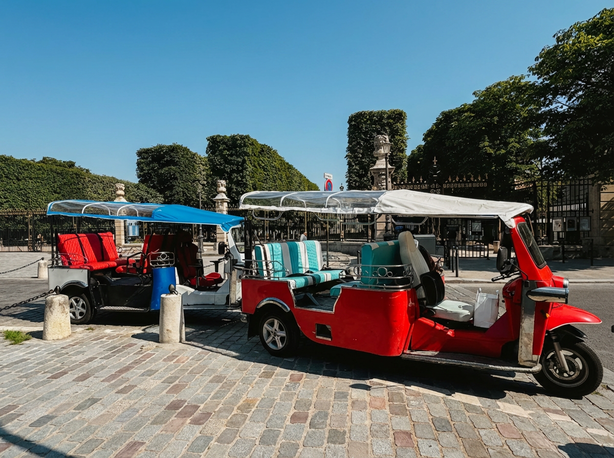 Deux tuk tuks aux Tuileries